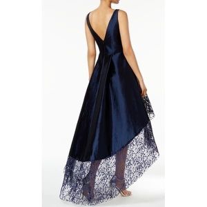 Sapphire blue lace and satin look high low